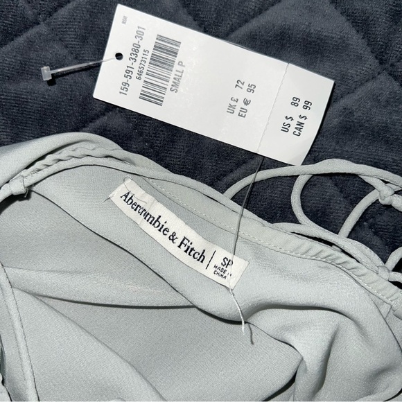 Abercrombie & Fitch Dress Women Small Petite Midi Slip Faux Satin Side Slit B15 - Picture 9 of 10